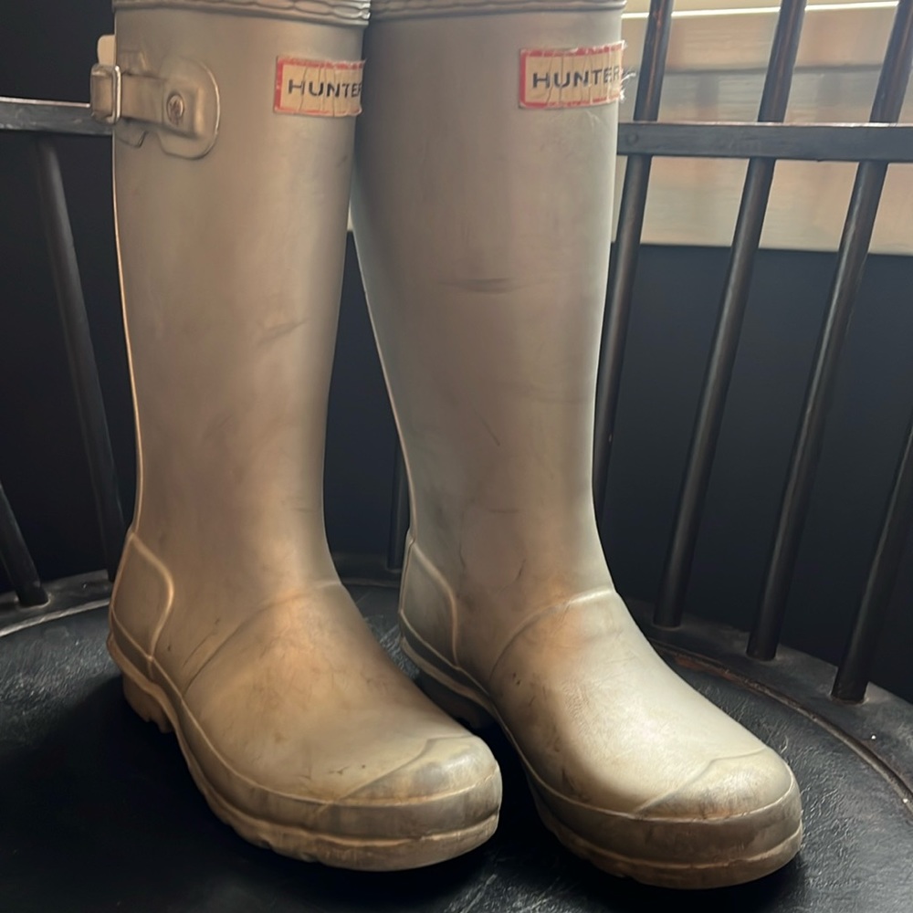 HUNTER Youth Silver Tall Boots